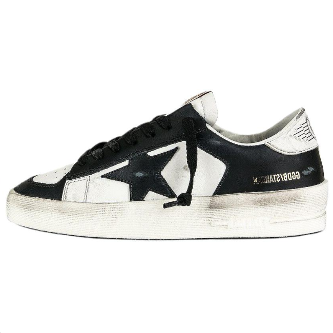 Golden Goose Stardan Low top Stylish Skateboarding Shoes Women's Black White Distressed Style