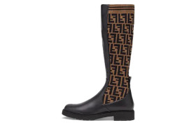 FENDI FF Rockoko Leather Boot 'Black Tabacco'