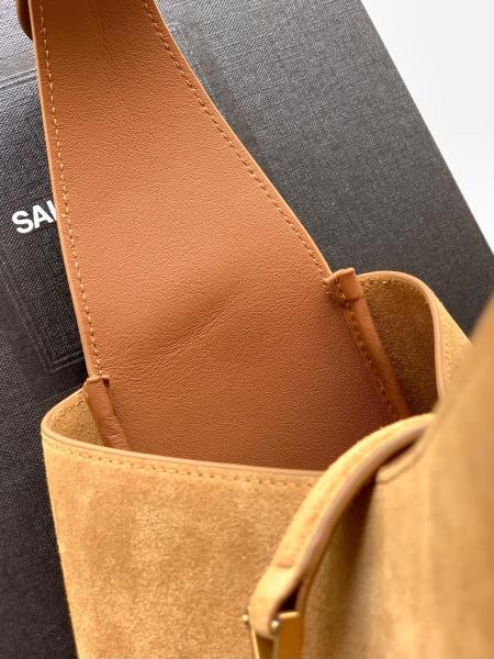 SAINT LAURENT LE5A7 Suede Large Hobo Handbag Shoulder Bag Women's Gold Leaf 753837-1U80W-3194 size 31*13*30 cm