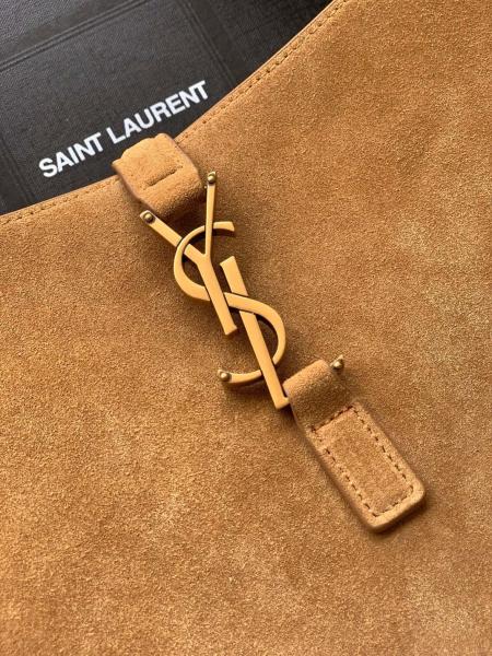 SAINT LAURENT LE5A7 Suede Large Hobo Handbag Shoulder Bag Women's Gold Leaf 753837-1U80W-3194 size 31*13*30 cm