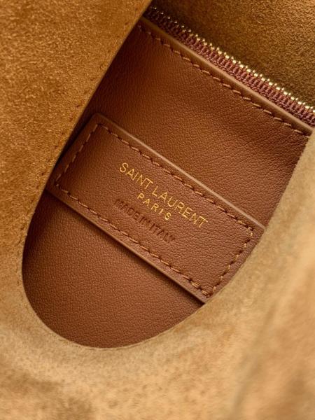 SAINT LAURENT LE5A7 Suede Large Hobo Handbag Shoulder Bag Women's Gold Leaf 753837-1U80W-3194 size 31*13*30 cm