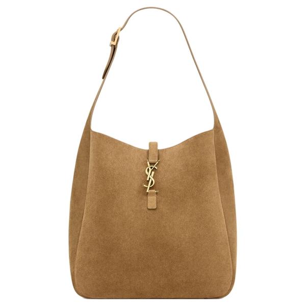 SAINT LAURENT LE5A7 Suede Large Hobo Handbag Shoulder Bag Women's Gold Leaf 753837-1U80W-3194 size 31*13*30 cm