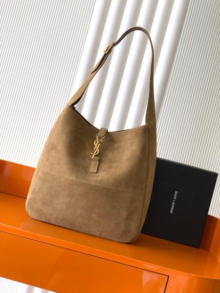 SAINT LAURENT LE5A7 Suede Large Hobo Handbag Shoulder Bag Women's Gold Leaf 753837-1U80W-3194 size 31*13*30 cm