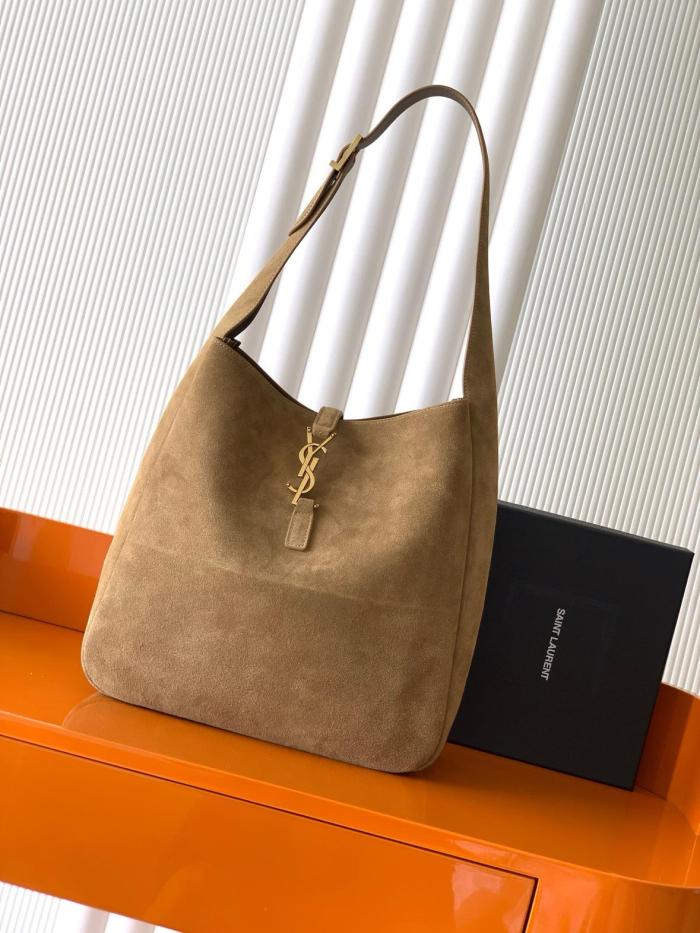 SAINT LAURENT LE5A7 Suede Large Hobo Handbag Shoulder Bag Women's Gold Leaf 753837-1U80W-3194 size 31*13*30 cm