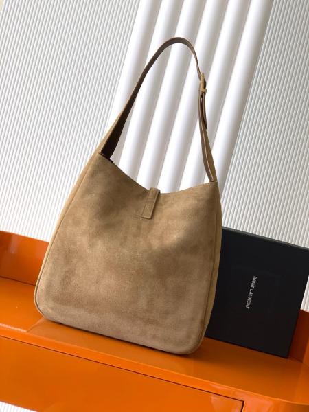 SAINT LAURENT LE5A7 Suede Large Hobo Handbag Shoulder Bag Women's Gold Leaf 753837-1U80W-3194 size 31*13*30 cm