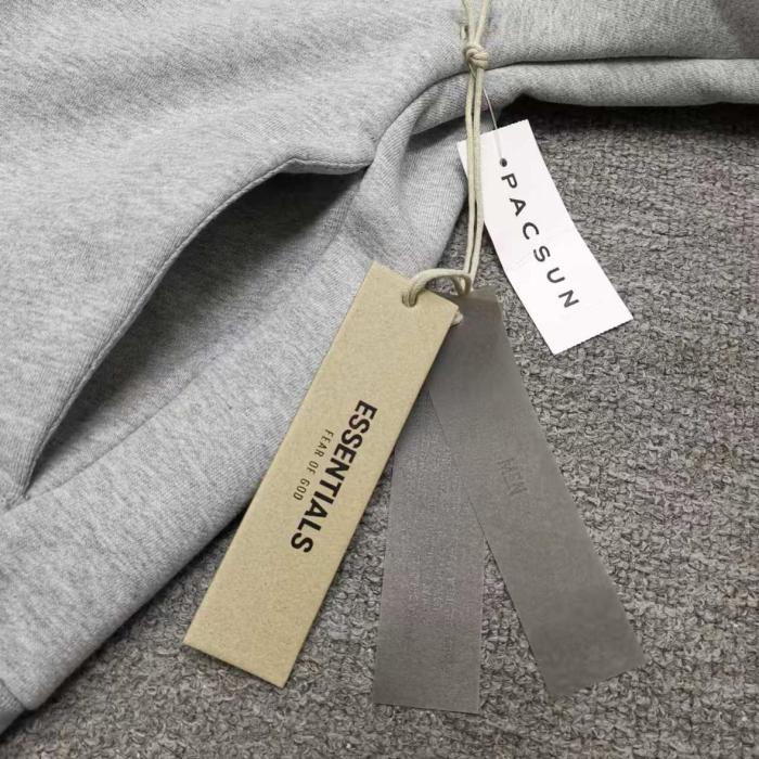 Essentials FW24 Holiday Core Collection Hooded Simple Comfort Fleece-Lined Pullover Sweatshirt for Men, Light Misty Grey