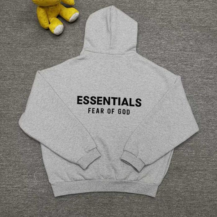 Essentials FW24 Holiday Core Collection Hooded Simple Comfort Fleece-Lined Pullover Sweatshirt for Men, Light Misty Grey