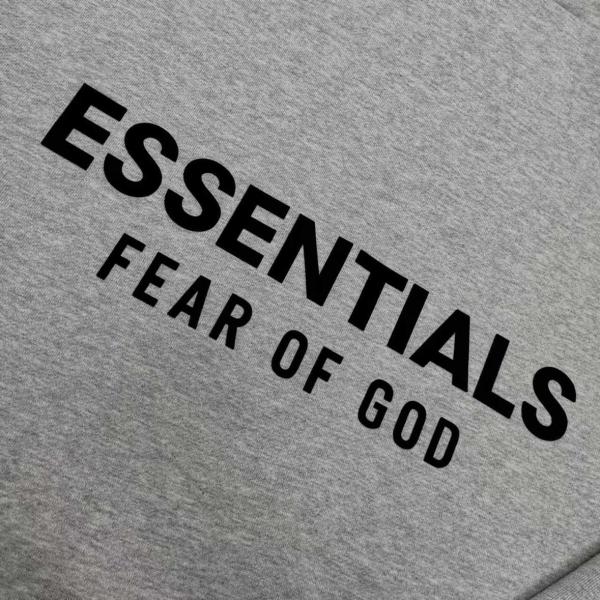 Essentials FW24 Holiday Core Collection Hooded Simple Comfort Fleece-Lined Pullover Sweatshirt for Men, Light Misty Grey