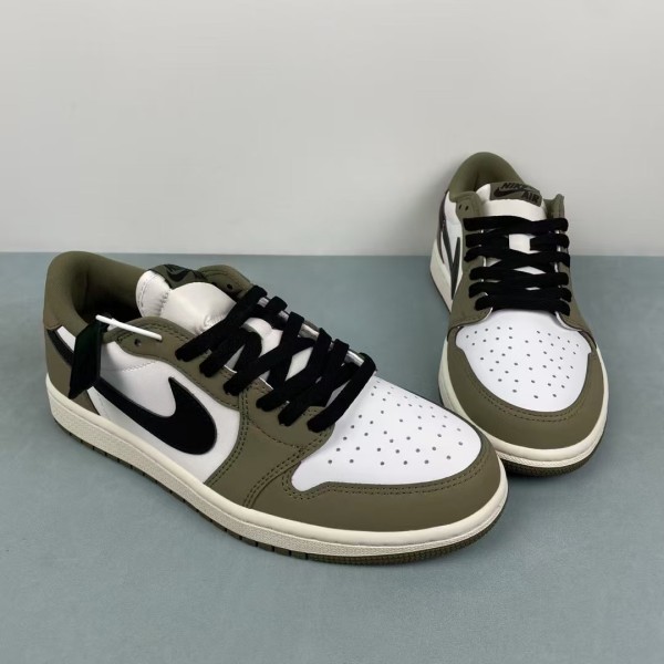 Jordan 1 Retro Low Medium Olive Summit White Sail Black