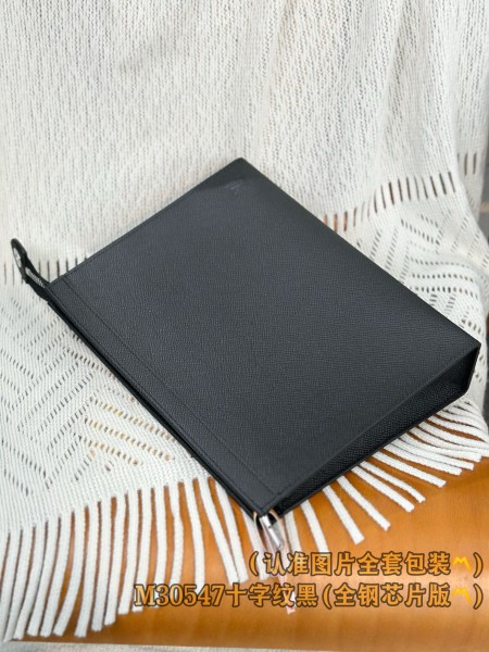 LOUIS VUITTON Pochette Voyage MM Needle Forest Leather Clutch Toiletry Bag Medium Men's Black M30547 size 27*3*21cm