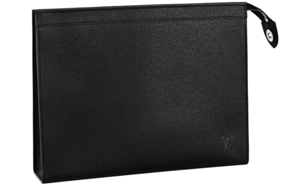 LOUIS VUITTON Pochette Voyage MM Needle Forest Leather Clutch Toiletry Bag Medium Men's Black M30547 size 27*3*21cm