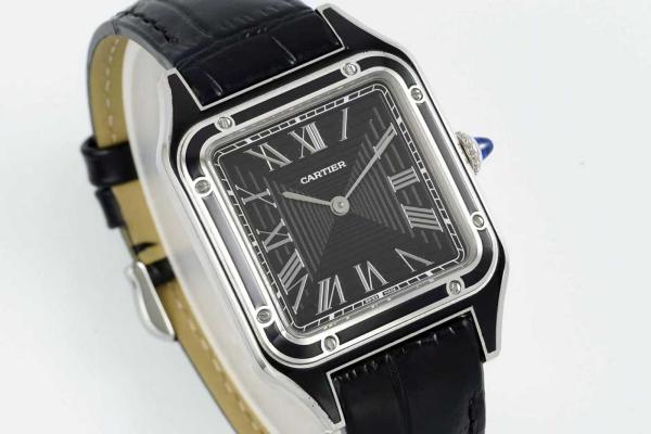 CARTIER SANTOS DE Manual Mechanical Movement Men's Watches Watch 43.5*31.4mm Black Dial Stainless Steel Case