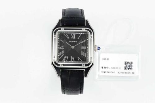 CARTIER SANTOS DE Manual Mechanical Movement Men's Watches Watch 43.5*31.4mm Black Dial Stainless Steel Case
