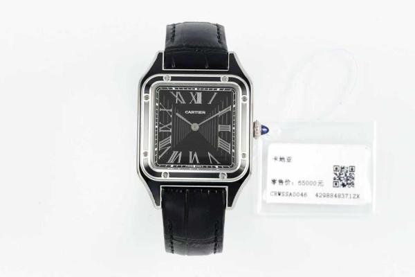 CARTIER SANTOS DE Manual Mechanical Movement Men's Watches Watch 43.5*31.4mm Black Dial Stainless Steel Case