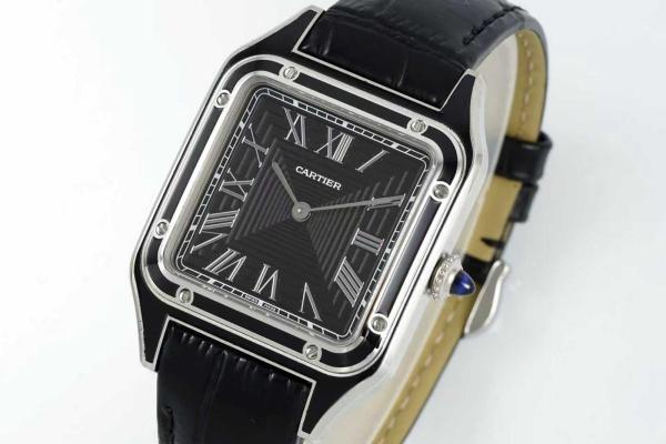 CARTIER SANTOS DE Manual Mechanical Movement Men's Watches Watch 43.5*31.4mm Black Dial Stainless Steel Case