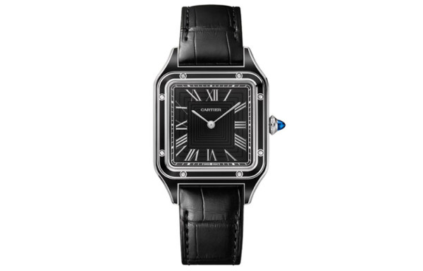 CARTIER SANTOS DE Manual Mechanical Movement Men's Watches Watch 43.5*31.4mm Black Dial Stainless Steel Case