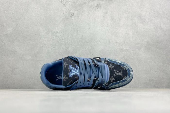 Louis Vuitton LV Trainer Blue Patchwork Monogram Denim