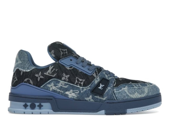 Louis Vuitton LV Trainer Blue Patchwork Monogram Denim
