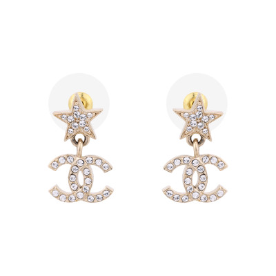 CHANEL Metal, Crystal, Semi Precious Stones Earrings Women's Gold