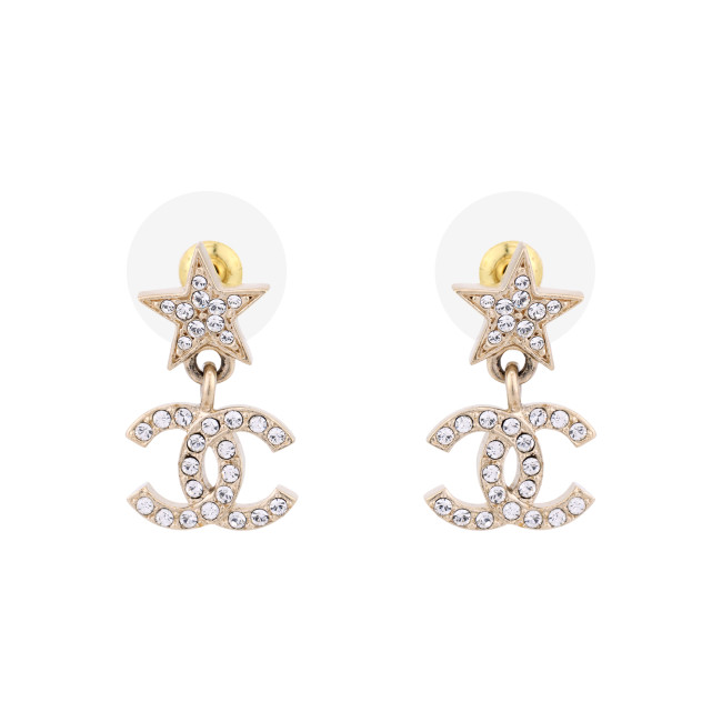 CHANEL Metal, Crystal, Semi Precious Stones Earrings Women's Gold