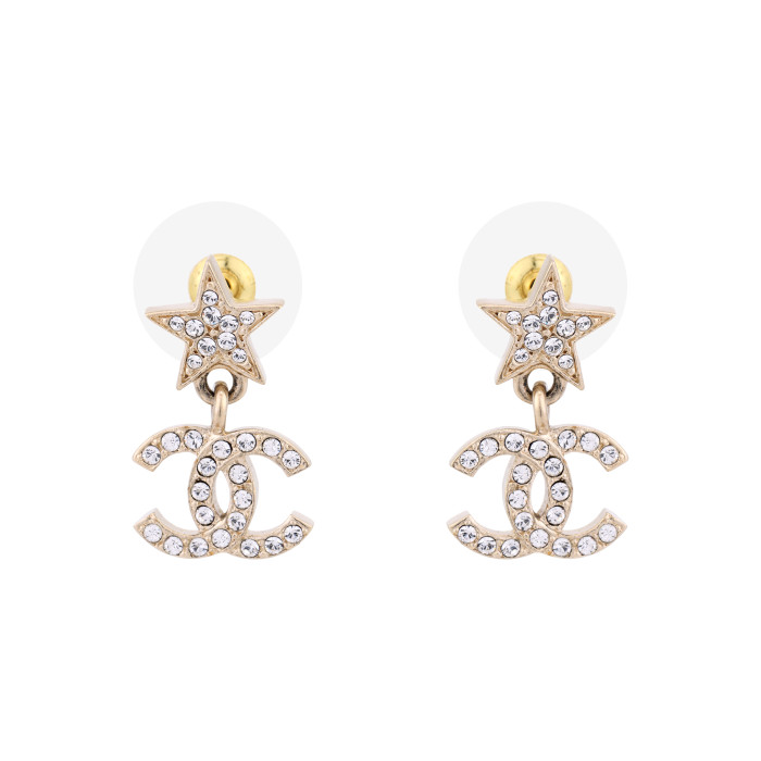 CHANEL Metal, Crystal, Semi Precious Stones Earrings Women's Gold