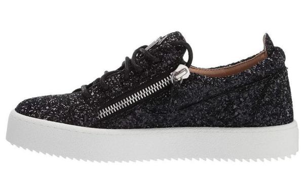 Giuseppe Zanotti/GZ Leather Low top Skateboard Shoes Men's Black White