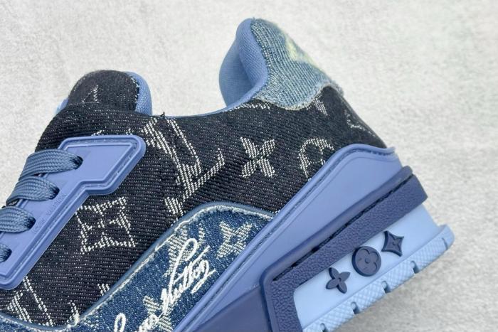 Louis Vuitton LV Trainer Blue Patchwork Monogram Denim