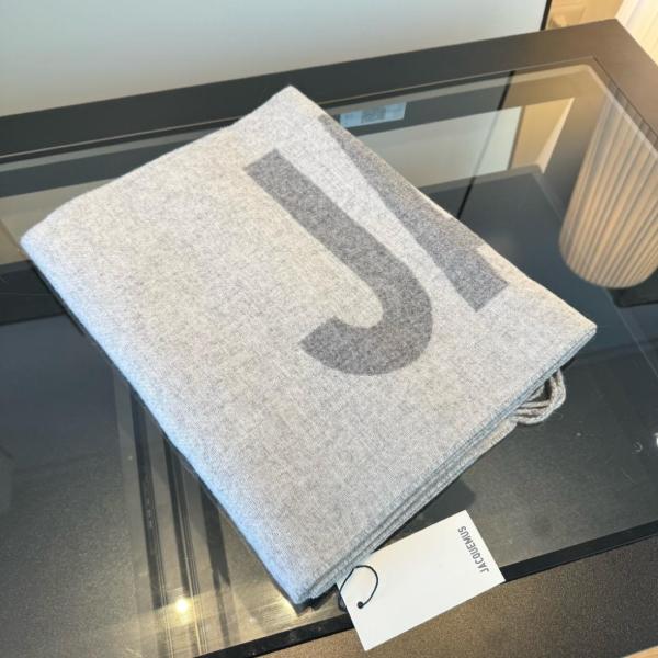 Jacquemus Virgin Wool Knit Scarves Men's Gray