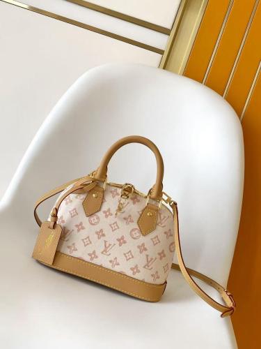 LOUIS VUITTON Alma BB Monogram Origin Linen Dome Bag, One Shoulder Handbag Small Women's Beige M27525 size 23.5*11.5*17.5 cm