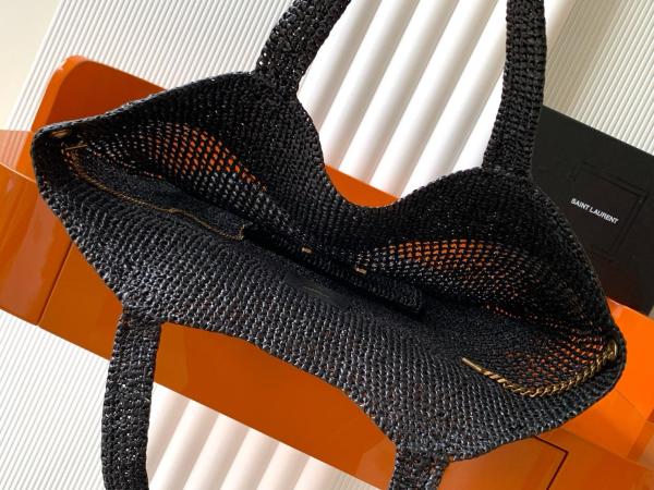 SAINT LAURENT Raffia Basket Bag, Tote Bag, Shopping Bag, Handbag Large Women's Black 772191-GAAFM-1000 size 58*36 cm