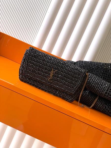 SAINT LAURENT Raffia Basket Bag, Tote Bag, Shopping Bag, Handbag Large Women's Black 772191-GAAFM-1000 size 58*36 cm