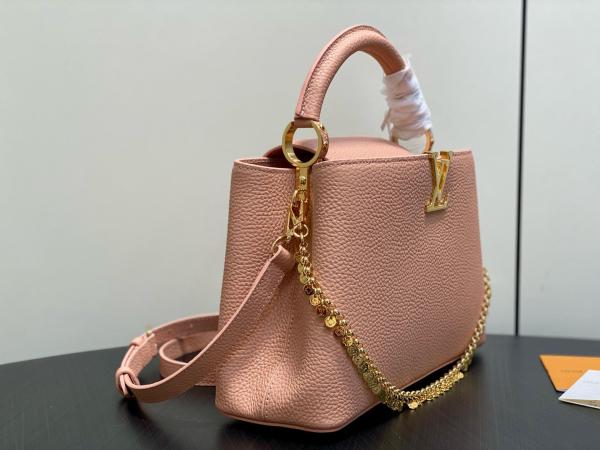 LOUIS VUITTON Capucines Taurillon Cow Leather Shoulder Bag, Crossbody Bag, Handbag Medium Women's Pink Brown M28245 size 31.05*11*20cm