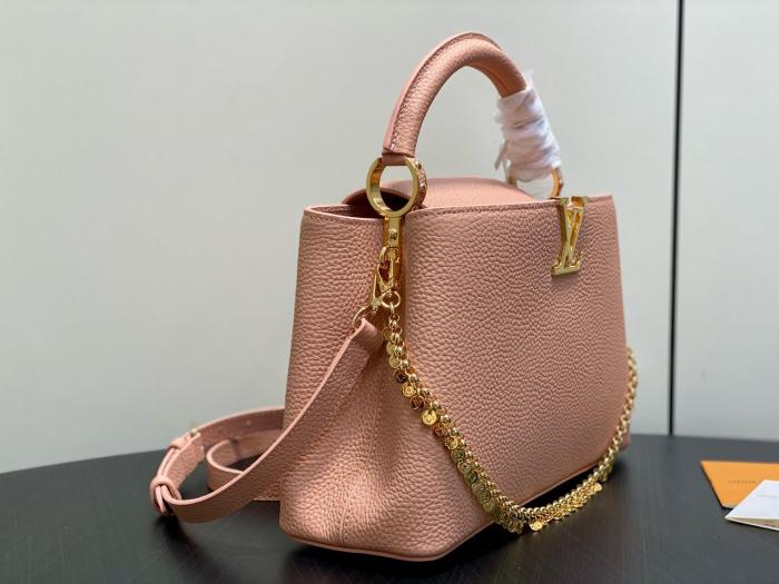 LOUIS VUITTON Capucines Taurillon Cow Leather Shoulder Bag, Crossbody Bag, Handbag Medium Women's Pink Brown M28245 size 31.05*11*20cm