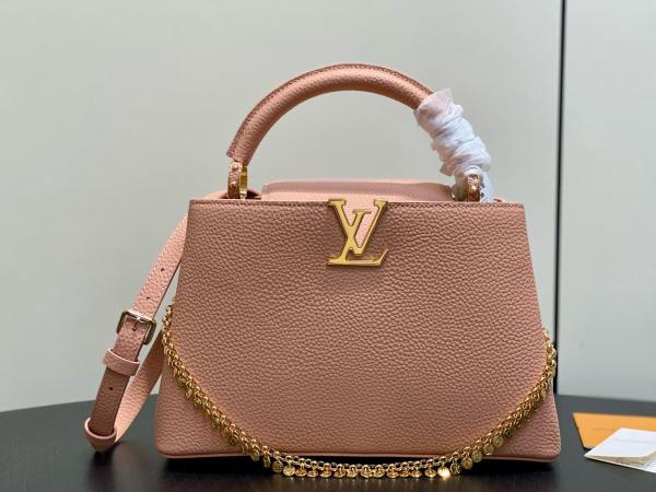 LOUIS VUITTON Capucines Taurillon Cow Leather Shoulder Bag, Crossbody Bag, Handbag Medium Women's Pink Brown M28245 size 31.05*11*20cm