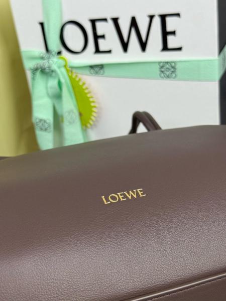 LOEWE Cow Leather Shoulder Bag Medium Women's Black Brownie, Brown AANBAB1X01-0018 size 28.5*11*23 cm