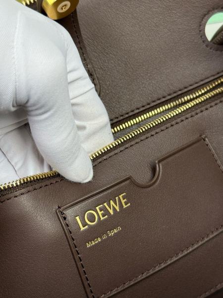 LOEWE Cow Leather Shoulder Bag Medium Women's Black Brownie, Brown AANBAB1X01-0018 size 28.5*11*23 cm