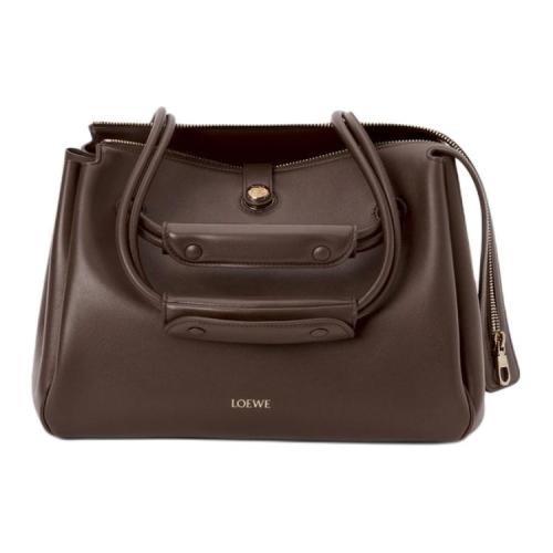 LOEWE Cow Leather Shoulder Bag Medium Women's Black Brownie, Brown AANBAB1X01-0018 size 28.5*11*23 cm