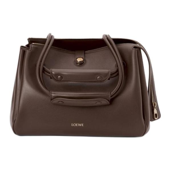 LOEWE Cow Leather Shoulder Bag Medium Women's Black Brownie, Brown AANBAB1X01-0018 size 28.5*11*23 cm