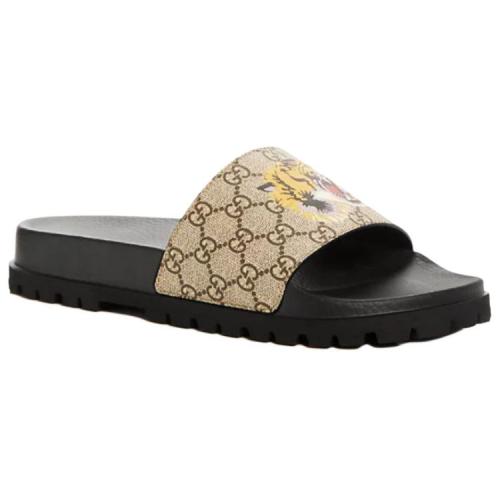 GUCCI GG Supreme Rubber Slide Slippers Black