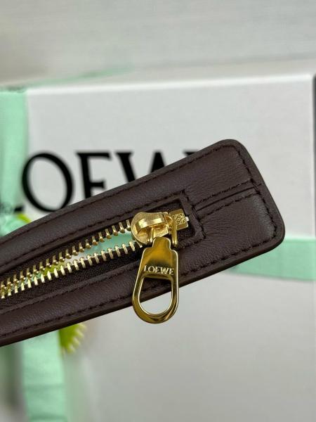 LOEWE Cow Leather Shoulder Bag Medium Women's Black Brownie, Brown AANBAB1X01-0018 size 28.5*11*23 cm