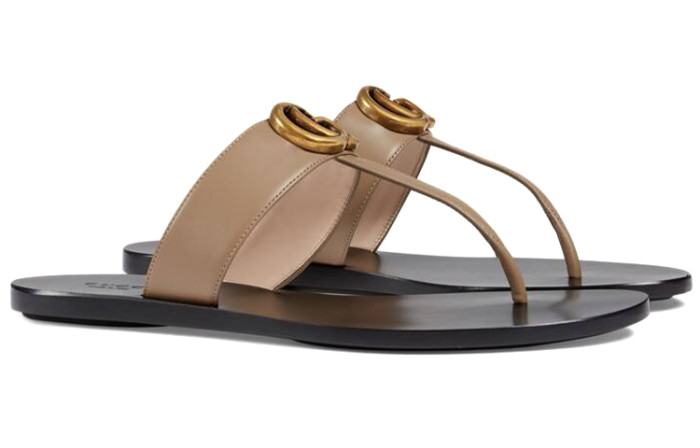 GUCCI GG Marmont Flip Flops Women's Brown