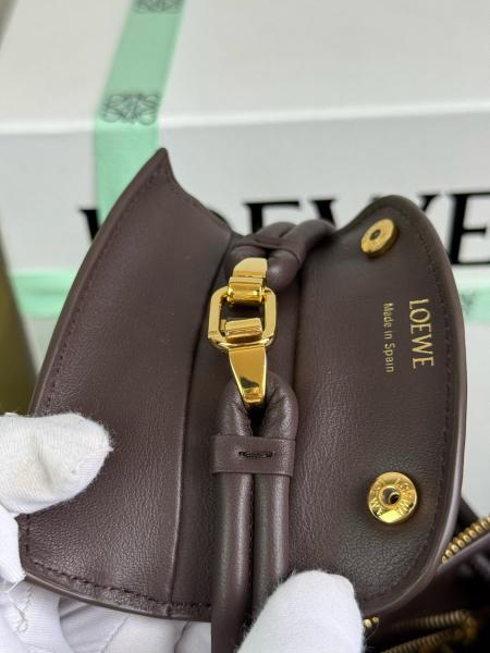 LOEWE Cow Leather Shoulder Bag Medium Women's Black Brownie, Brown AANBAB1X01-0018 size 28.5*11*23 cm