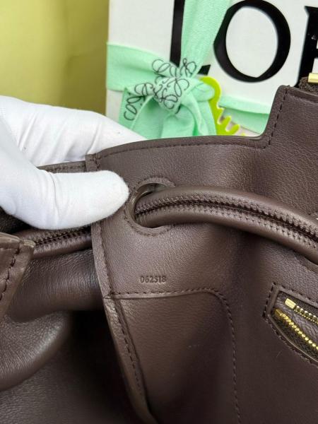 LOEWE Cow Leather Shoulder Bag Medium Women's Black Brownie, Brown AANBAB1X01-0018 size 28.5*11*23 cm