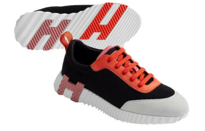 HERMES Bouncing Comfortable And Trendy Abrasion Resistant Low top Casual Shoes Black Orange