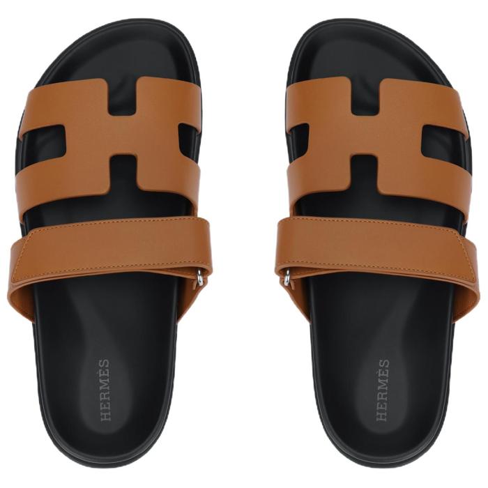 HERMES Calfskin Chypre Sandals