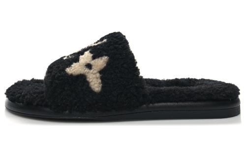 LOUIS VUITTON Slide Slippers Women's Black White