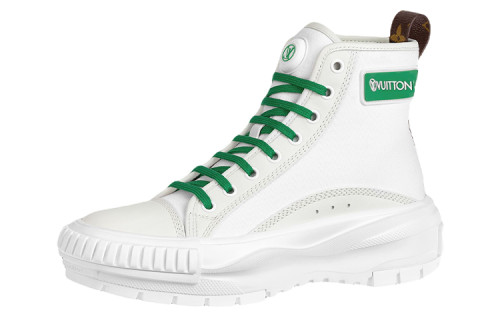 LOUIS VUITTON Square Suede Ankle Boots 'White Green' Women's