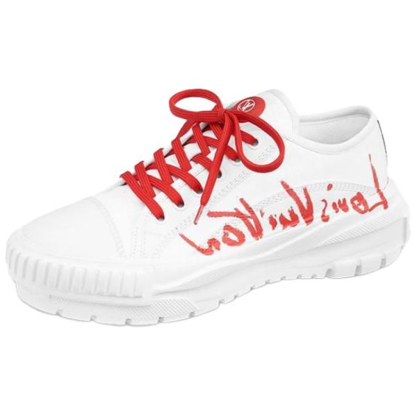 LOUIS VUITTON Squad Low top Stylish Skateboarding Shoes Women's White Red