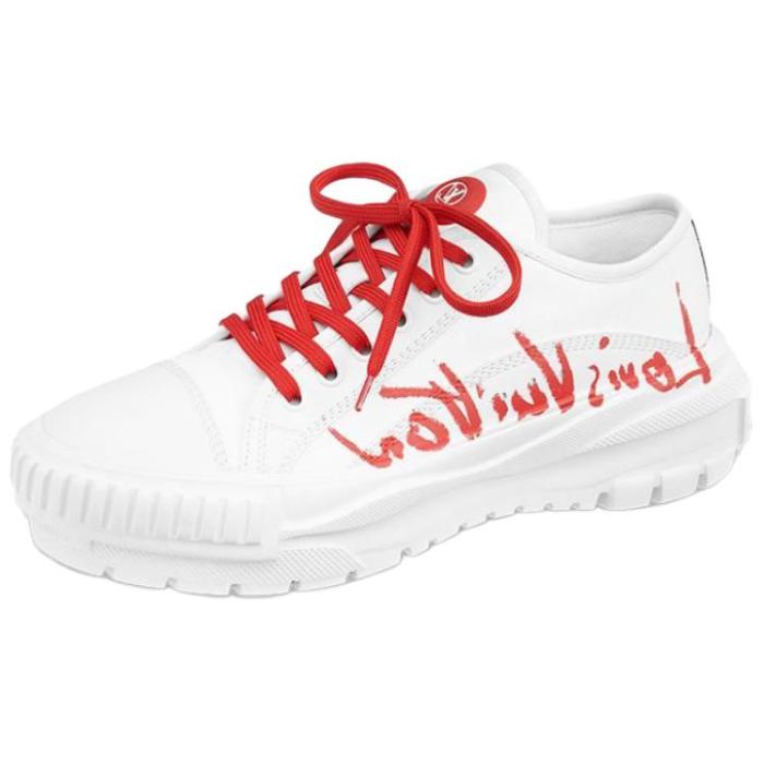 LOUIS VUITTON Squad Low top Stylish Skateboarding Shoes Women's White Red