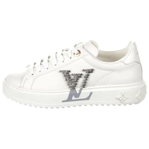 LOUIS VUITTON Time Out Sneakers 'White With Large Crystal Side Logo'